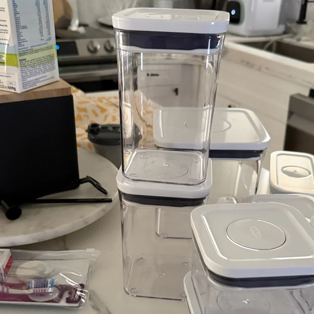 OXO POP Airtight Clear Food Storage Container Set with White Lids